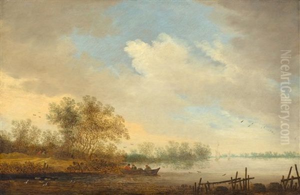 Flusslandschaft Mit Fischerbooten - view 1