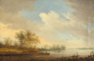 Flusslandschaft Mit Fischerbooten by Salomon van Ruysdael