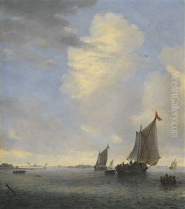 Wijdschip And Other Small Dutch Vessels At The Mouth Of An Estuary by Salomon van Ruysdael