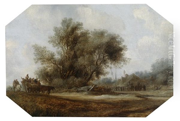 Ein Pferdewagen Auf Einem Weg In Der Nahe Eines Dorfs - view 1