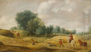 Landskap Med Bonder Som Jagar Harar by Salomon van Ruysdael