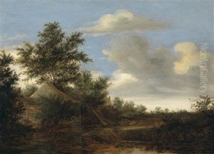 Bewaldete Dunenlandschaft Mit Bauernhausern by Salomon van Ruysdael