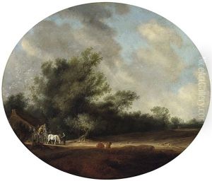 Landschaft Mit Bauerngehoft by Salomon van Ruysdael