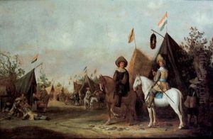 Cavaliers Dans Un Campement Militaire by Salomon van Ruysdael