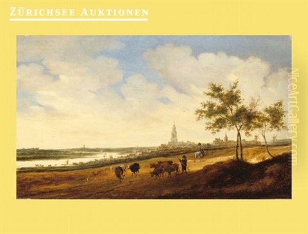 Weite Flusslandschaft Mit Kuhen Vor Rhenen - view 1