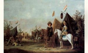Cavaliers Dans Un Campement Militaire by Salomon van Ruysdael