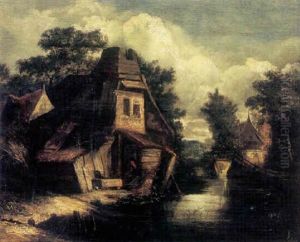 A View Of A Village By A Stream by Salomon van Ruysdael