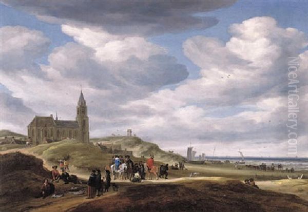The Beach At Scheveningen, With Figures Gathered On The Shore - view 1