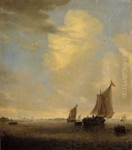 A Wijdschip And Other Small Dutch Vessels At The Mouth Of An Estuary by Salomon van Ruysdael
