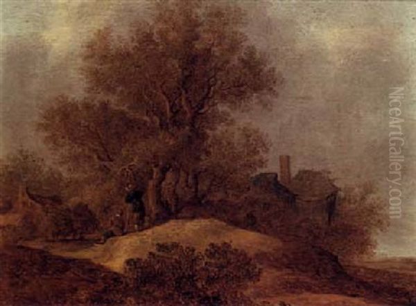 Dune Landscape With Two Peasants By A Group Of Trees - view 1