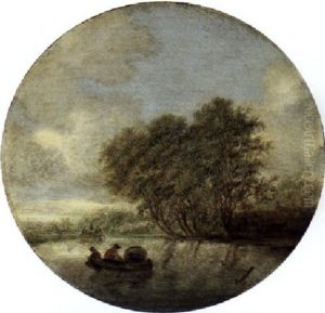Fischer Auf Einem Hollandischen Kanal by Salomon van Ruysdael