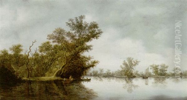A River Landscape With A Sailing Boat And Other Vessels - view 1