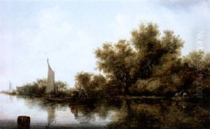 Flusslandschaft Mit Segelschiffen by Salomon van Ruysdael