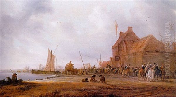 A Winter Landscape With Figures Playing Before An Inn - view 1