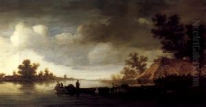 A Wooded Landscape With Fisherfolk By An Esturay thumbnail
