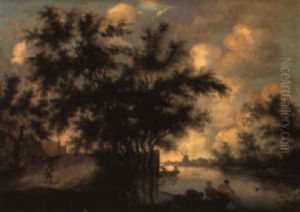 A River Landscape With A Traveller On A Path, Fishermen In The Foreground A River Landscape With A Traveller On A Path, Fishermen In The Foreground