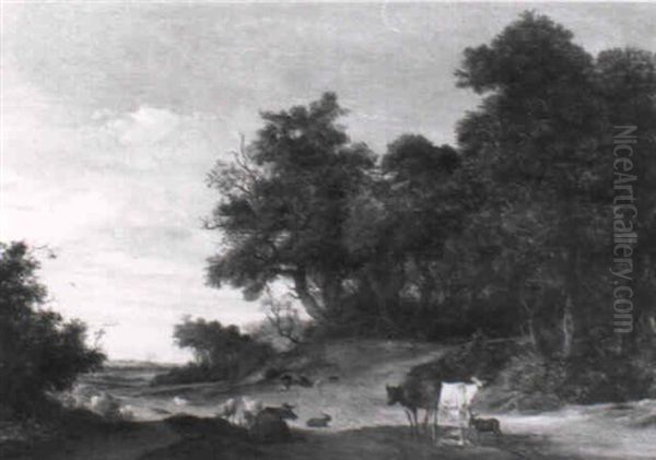 Waldlandschaft Mit Weidendem Vieh - view 1