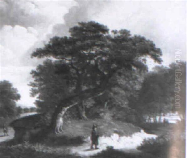 A Wooded Landscape With A Peasant On A Track - view 1