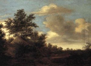 Landscape With Buildings And Cattle By A River Landscape With Buildings And Cattle By A River