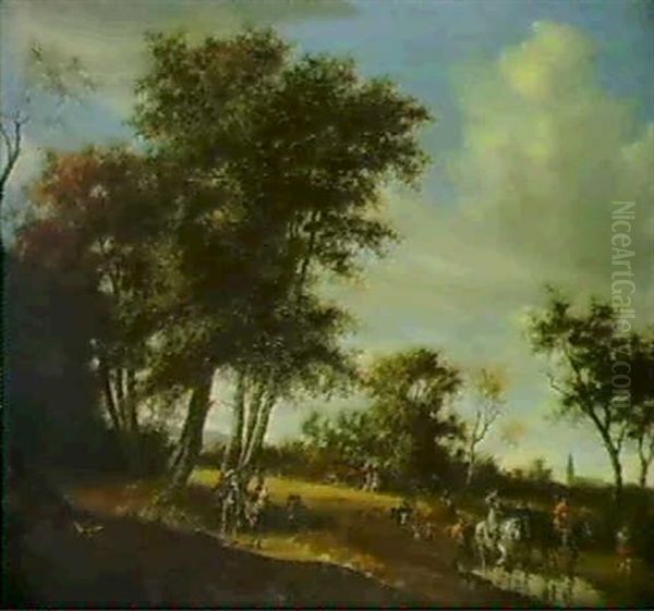Cavaliers Dans Un Paysage De Foret - view 1
