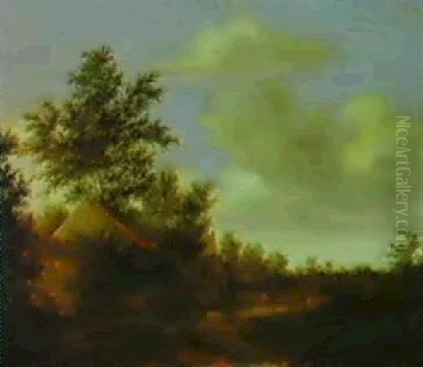 A Landscape With Buildings And Cattle By A River - view 1