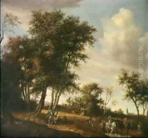 Cavaliers Dans Un Paysage De Foret