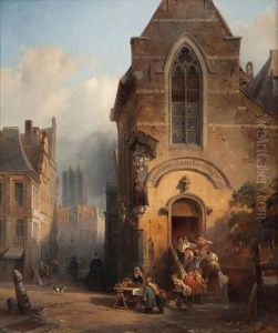 Vue D"anvers Avec L"eglise De Saint-jacques by Jean (Jan) Michael Ruyten