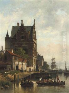 A View On The Quay Of The Schelde With The Pilotage, Antwerp by Jean (Jan) Michael Ruyten
