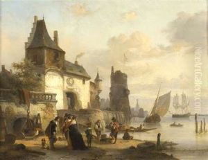 Elegant Figures By The Quayside