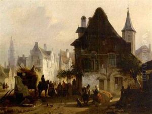 A Busy Day In Antwerp by Jean (Jan) Michael Ruyten