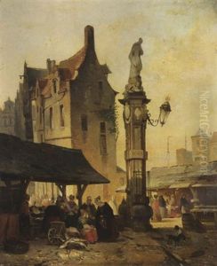 A Busy Market by Jean (Jan) Michael Ruyten