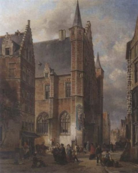 Bustling City Life Around The Vleeshal, Antwerp - view 1