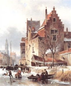 Ijsvermaak In Het Schipperskwartier Te Antwerpen by Jean (Jan) Michael Ruyten