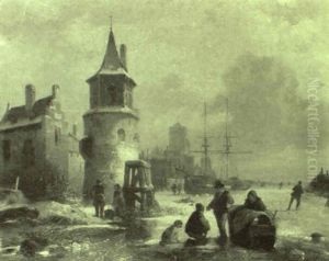 Winter In Einer Hollandischen Stadt by Jean (Jan) Michael Ruyten