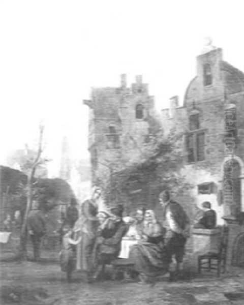 Townsfolk Eating And Making Merry - view 1