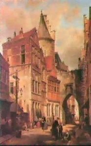 Town Scene With Figures Beforean Archway