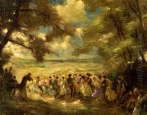 Feiernde Gesellschaft Am Waldrand (no) by Anton Ruzicka-Lautenschlaeger