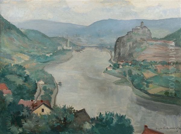 Elbetal Mit Blick Auf Burg Schreckenstein Bei Aussig - view 1