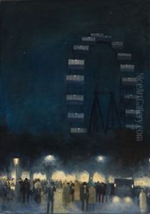Im Prater Vor Dem Riesenrad Am Abend by Hans Ruzicka-Lautenschlaeger