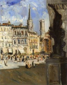Verona Piazza D'erbe (?) by Hans Ruzicka-Lautenschlaeger