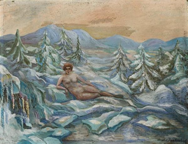 Nymphe Dans Un Paysage Enneige - view 1
