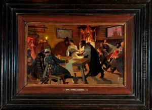 Russische Trink- Und Tafelszene by Andrei Petrovich Ryabushkin