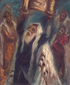 Rabbi Holding Torah by Issachar ber Ryback