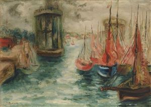 Sailing Boats In A Harbour by Issachar ber Ryback