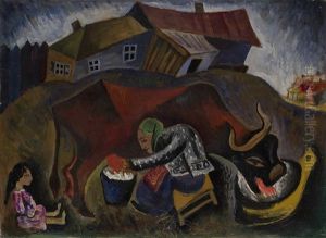 Milking A Cow by Issachar ber Ryback