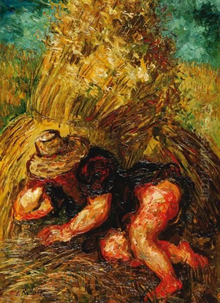 Woman In Hay - view 1