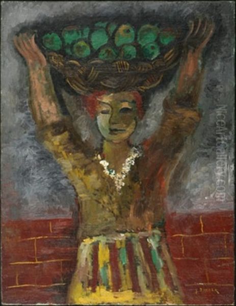 Woman With A Basket Of Apples - view 1