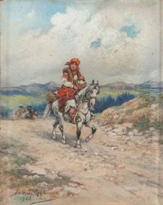 Highlander On Horse by Tadeusz Rybkowski