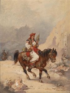 Montenegrische Reiterin by Tadeusz Rybkowski