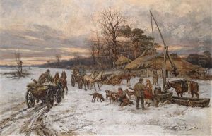 Winterliche Dorflandschaft by Tadeusz Rybkowski